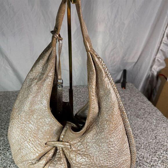 Cole Haan Women's Metallic Rose Gold Hobo Bag with Braided Trim - Picture 4 of 8